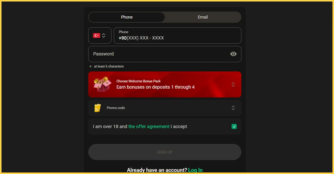 1King Bet kayıt formu: telefon veya e-posta, hoş geldin paketi seçimi ve promosyon kodu – platform içi görünüm 1King Bet kayıt formu: telefon veya e-posta, hoş geldin paketi seçimi ve promosyon kodu – platform içi görünüm